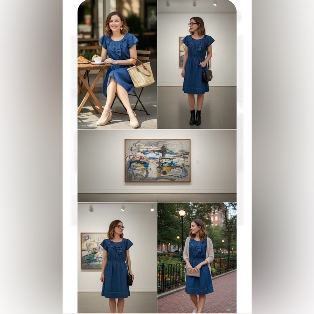 Maeve .by anthropology. Blue denim Flutter Sleeve Sundress